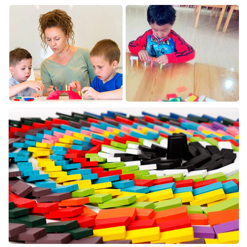 Colorful mechanism dominoes children toy elementary school students puzzle building block early intelligence and brain teaching