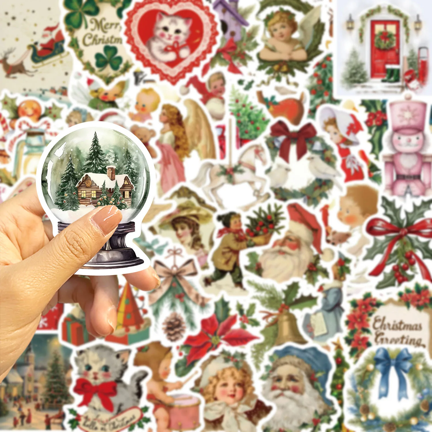 10/50pcs Cute Vintage Romantic Santa Claus Christmas Graffiti Stickers DIY Snowboard Laptop Waterproof New Year Decoration Decal