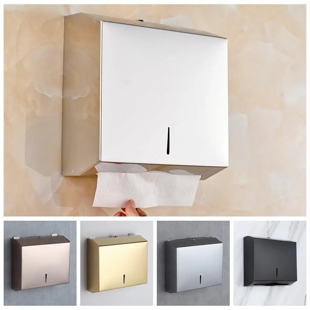 Wall Mounted Stainless Steel Tissue Paper Towel Dispenser C Fold Multifold Holder Box for Bathroom Hygiene