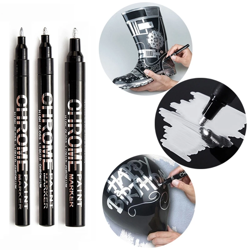 Liquid Mirror Marker Silver Markers Pen DIY Reflective Paint Pens Mirror Markers Finish Plating Metallic Art Craftwork Pen