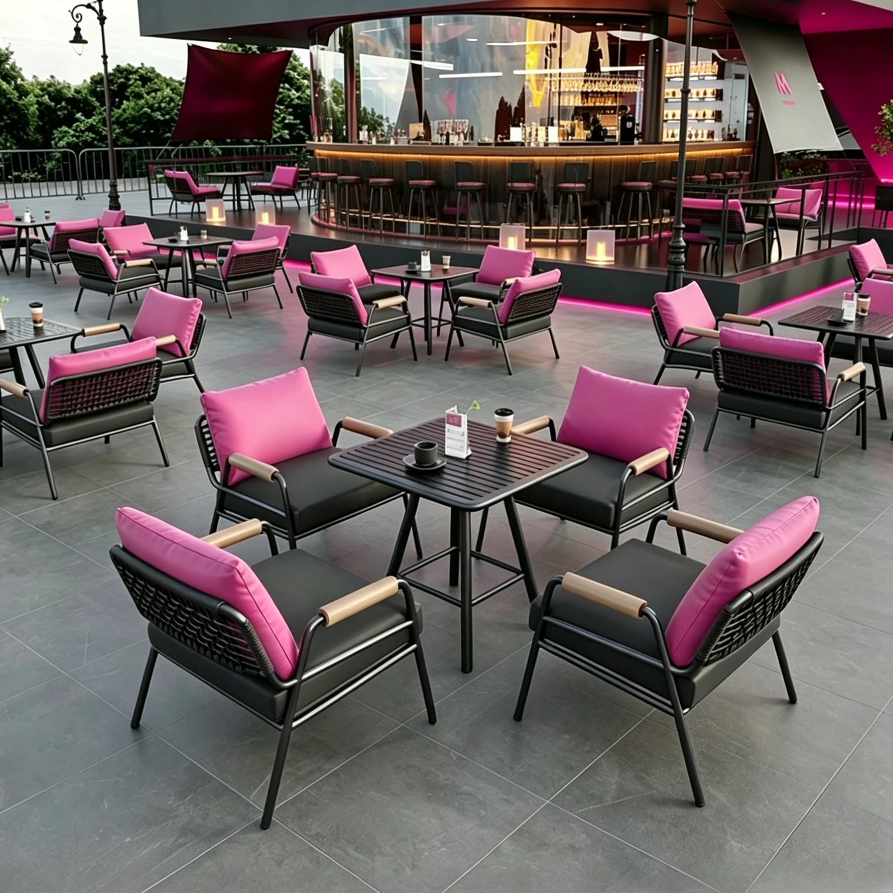 

PYH industrial style cafe, milk tea , tables and chairs outside the bar, barbecue shop, outdoor open-air courtyard