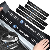 5Pcs Car Door Sill Scuff Plate Decor Carbon Fiber Stickers Accessories For VW GTI Golf Polo Tiguan Passat Touareg Magotan Jetta