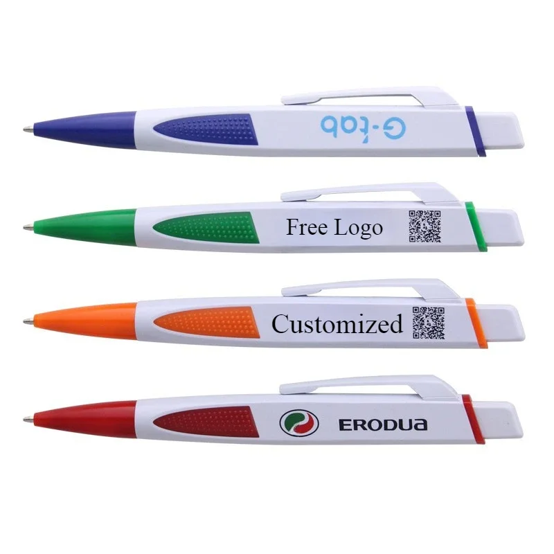 100PCS Plastic Ballpoint Pen Free Custom Logo Press Advertising Promotion Business School Writting Gift