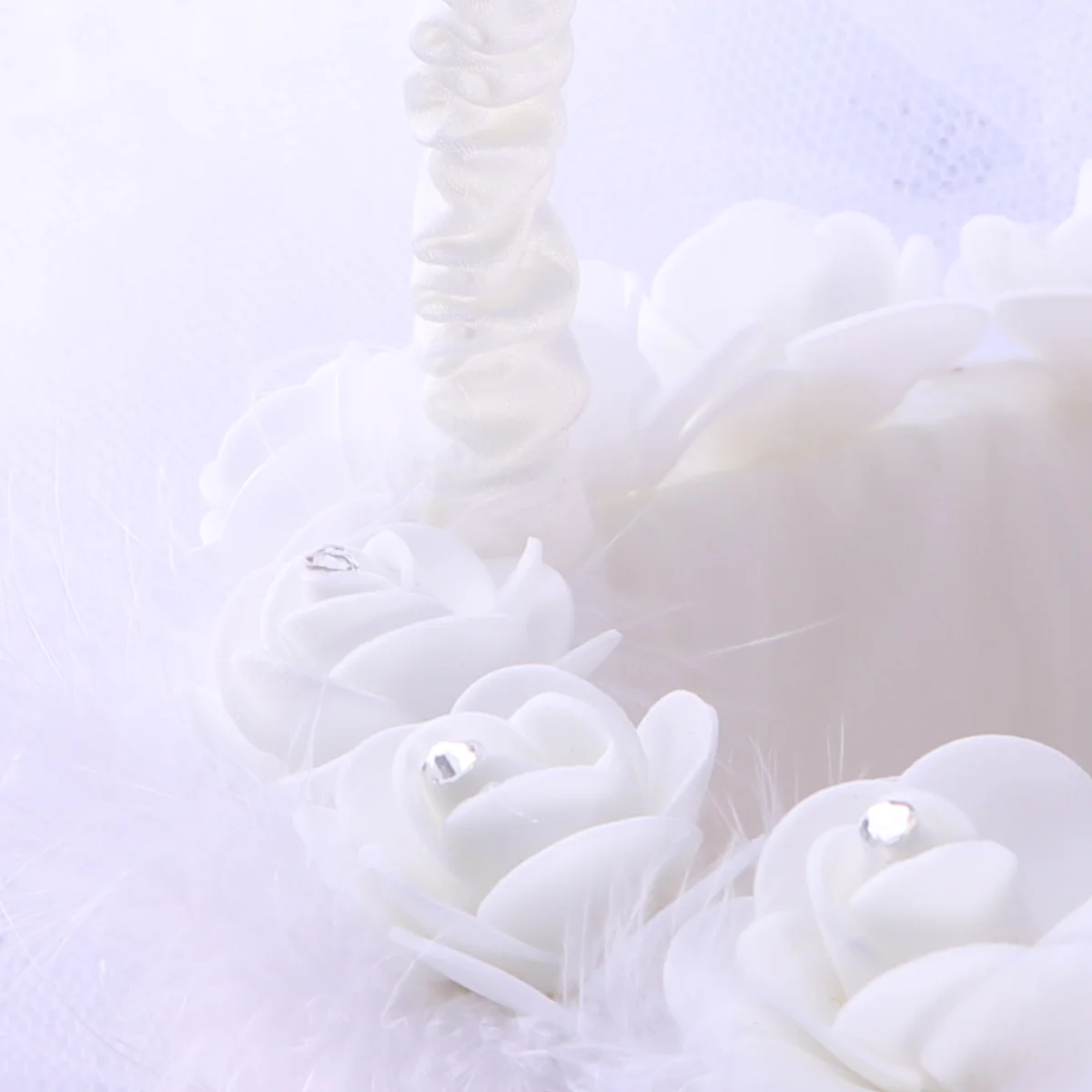 

White Bubble Flower Girl Basket For Wedding Ceremony Party Accessory Bridal Shower Anniversary Decorative Handheld Simulated