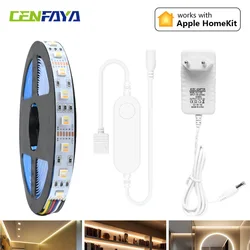 Homekit WiFi RGB+CCT 5in1 Chip LED Strip Light 5050 12V 1m 2m 3m 4m 5m RGBCW Dimmable Flexible Band Home Deco Siri Voice Control