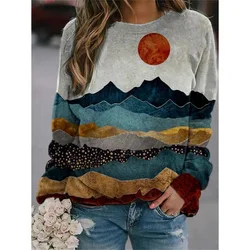 Sudaderas con capucha con pintura de paisaje de tinta para mujer, sudaderas con estampado 3D, Sudadera con capucha de manga larga Y2k, ropa de calle, jerséis, Tops para mujer, ropa de otoño