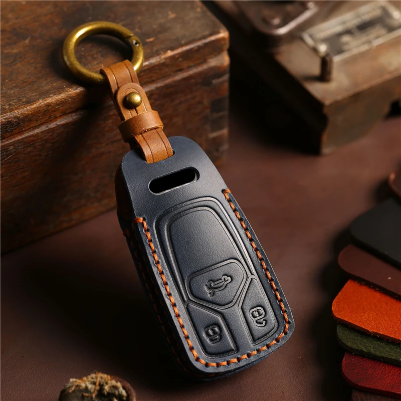 Leather Car Remote Key Cover Case Holder shell Housing Bag For Audi New A3L A4L A5 A6L A7L Q4 e-trom Q5 Q6 Q7 Q8 S4 S6 S7 2025