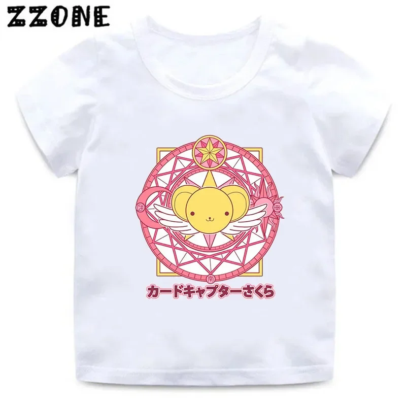 Camisetas de Anime Sakura Card Captor Cerberus para niños, ropa de dibujos animados para niñas, camisetas Kawaii para bebés, Tops para niños, gran oferta