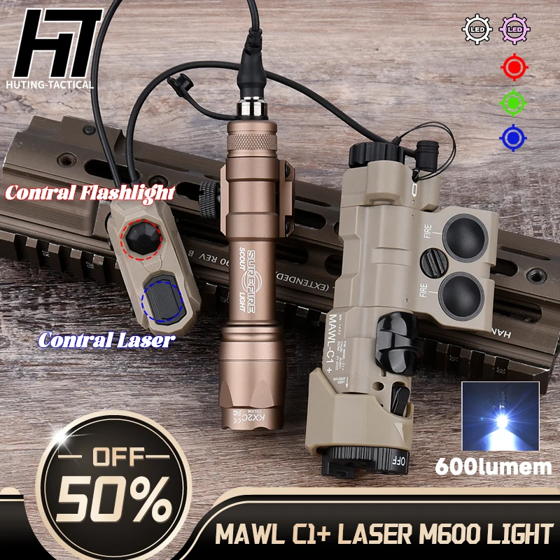 Hunting Tactical MAWL C1 Red Blue Green Dot Laser IR LED Weapon Light surefire M300A M600C High Power Airsoft Flashlight Accesor