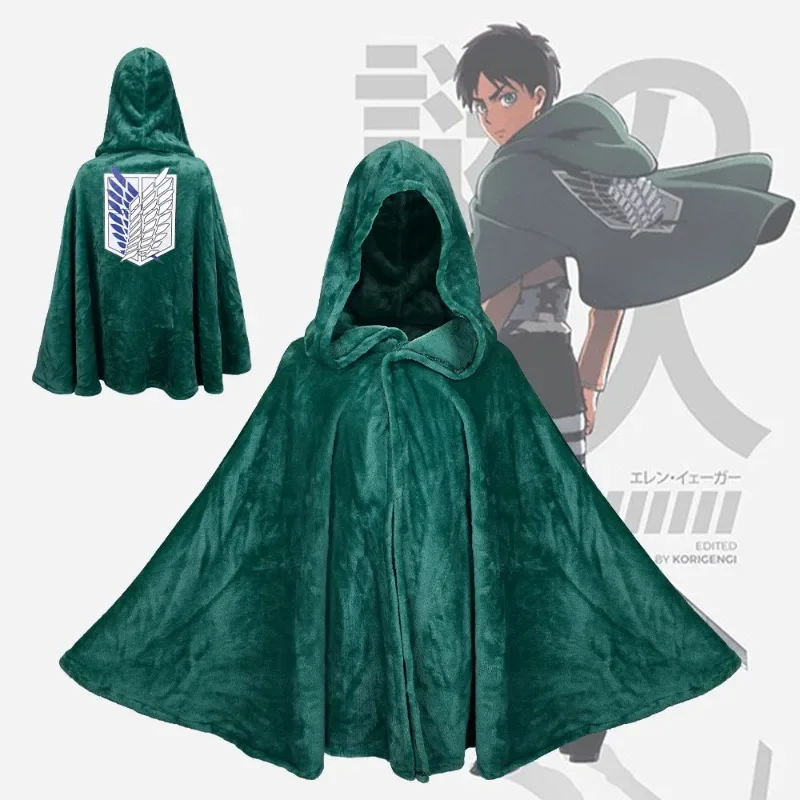 

Anime Shingeki No Kyojin Cosplay Attack On Titan Facecloth Hooded Cape Green Long Warm Robe Scout Regiment Unisex Winter