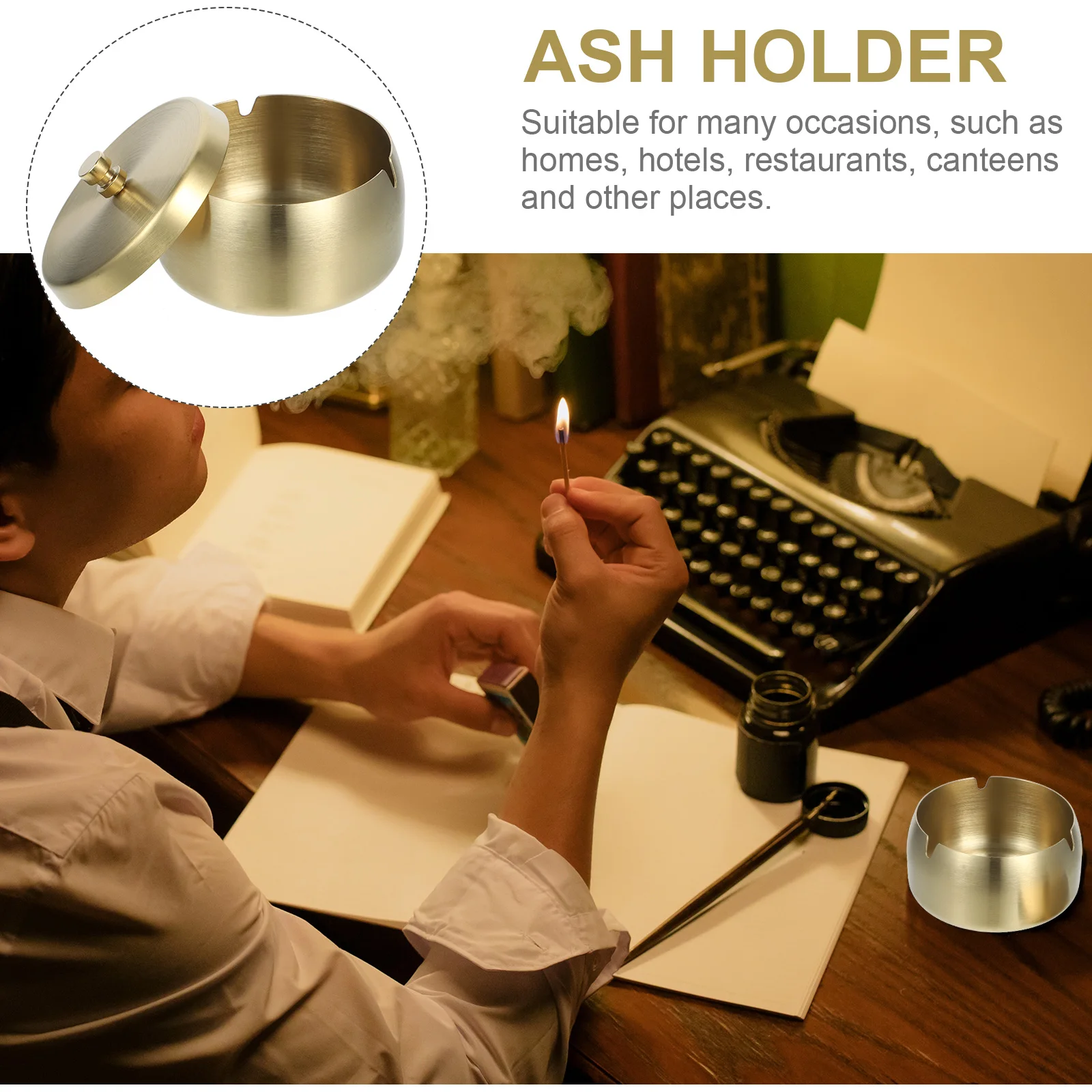 

Windproof Ashtray Smoking Simple Vintage Container Smoker Novel Gift Decorative Home Accessories