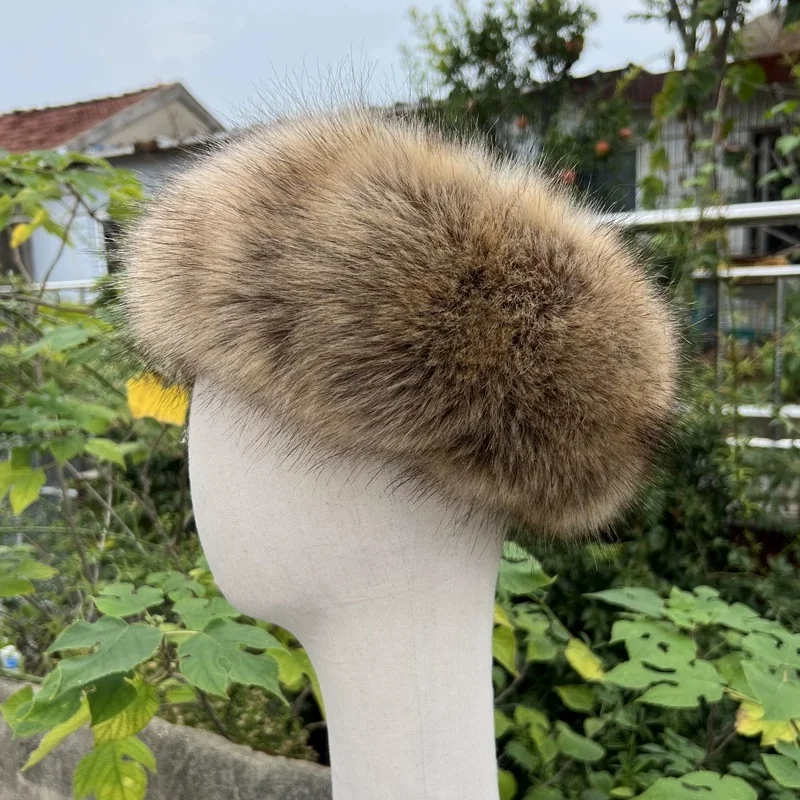 Soft Plush Faux Fox Fur Circle Open‑top Hat Thermal Windproof No‑top Head‑wrap Cap Fashion Daily Outdoor Warm Headgear Beanies