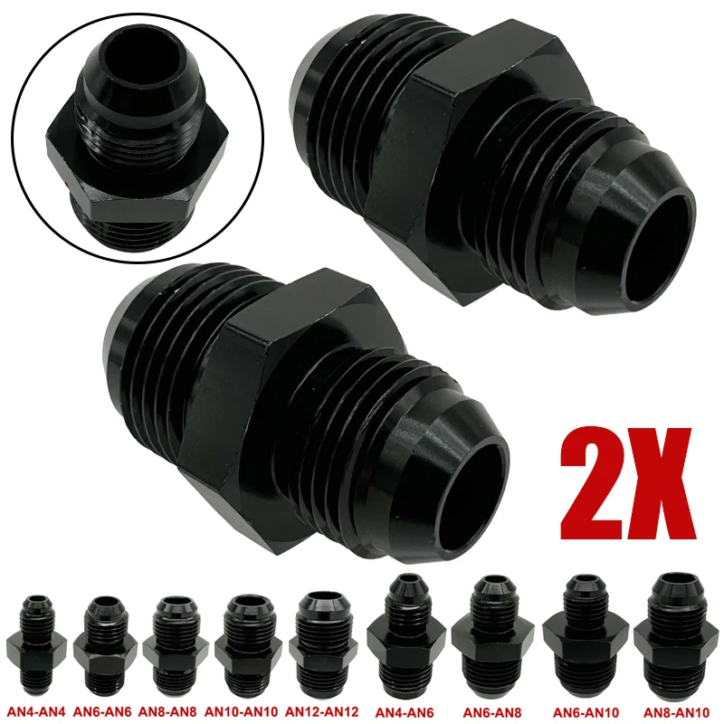 

2X AN4 AN6 AN8 AN10 AN12 Aluminum AN Male Flare Union Oil Fuel Hose End Adapter Fitting Straight AN Male To AN Male Coupler