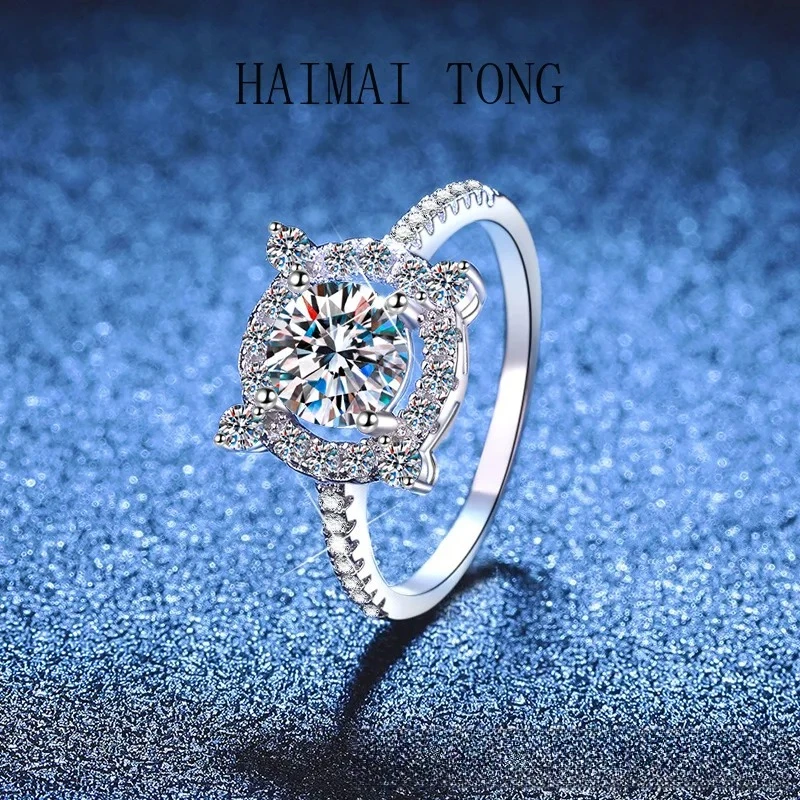 

HAIMAITONG PT950 Platinum Hot Sale Moissanite 1 Carat Ring, Proposal Diamond Ring Women's Light Luxury High-end Ring Wholesale