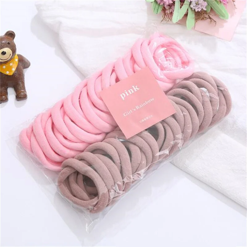 50pcs 블랙 탄성 헤어 밴드 리그 넥타이 Colets Scrunchies 스프링 껌 액세서리 여자 여자 손상 없음 땋은 머리 홀더 세트