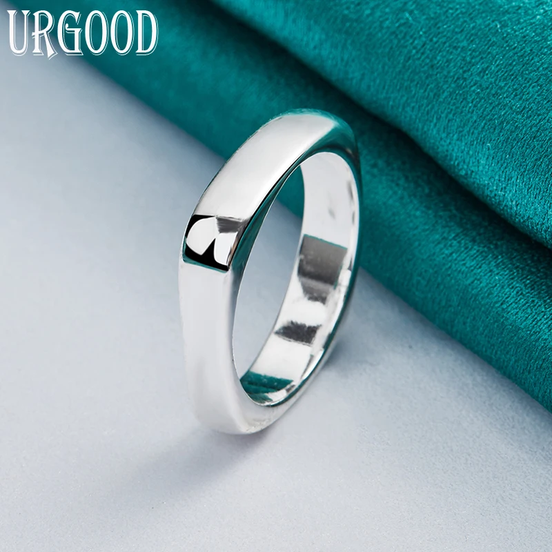 925 Sterling Zilver Glad Vierkante Ring Voor Vrouwen Man Party Engagement Wedding Romantische Mode-sieraden Gift