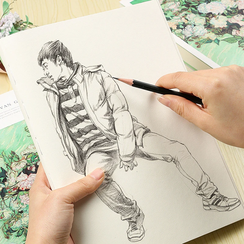 120 Sheets Thicken Beige Paper Sketch Book Student Art Painting Drawing Watercolor Book Graffiti Sketchbook School Stationery