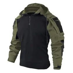 Outdoor Men's Hoody Tactical Hunting Shirt Combat Uniform Camouflage Hood Long Sleeve Men's T-shirt Equipment Hiking Shirts New