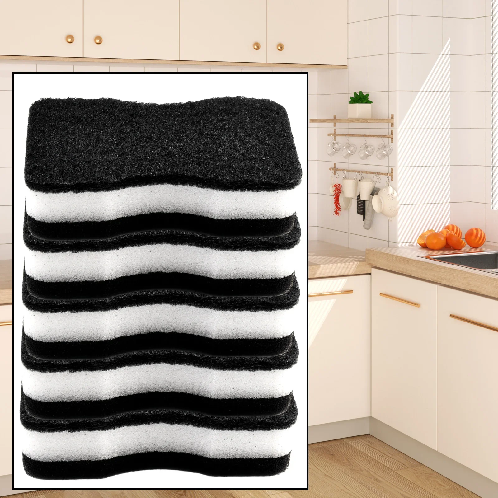 5 PCS Sponge Rub Black Dish Sponge Scouring Pad Kitchen Cleaning Sponge Wiping Loofah 11x6.5x3.5cm/4.3x2.5x1.3inch