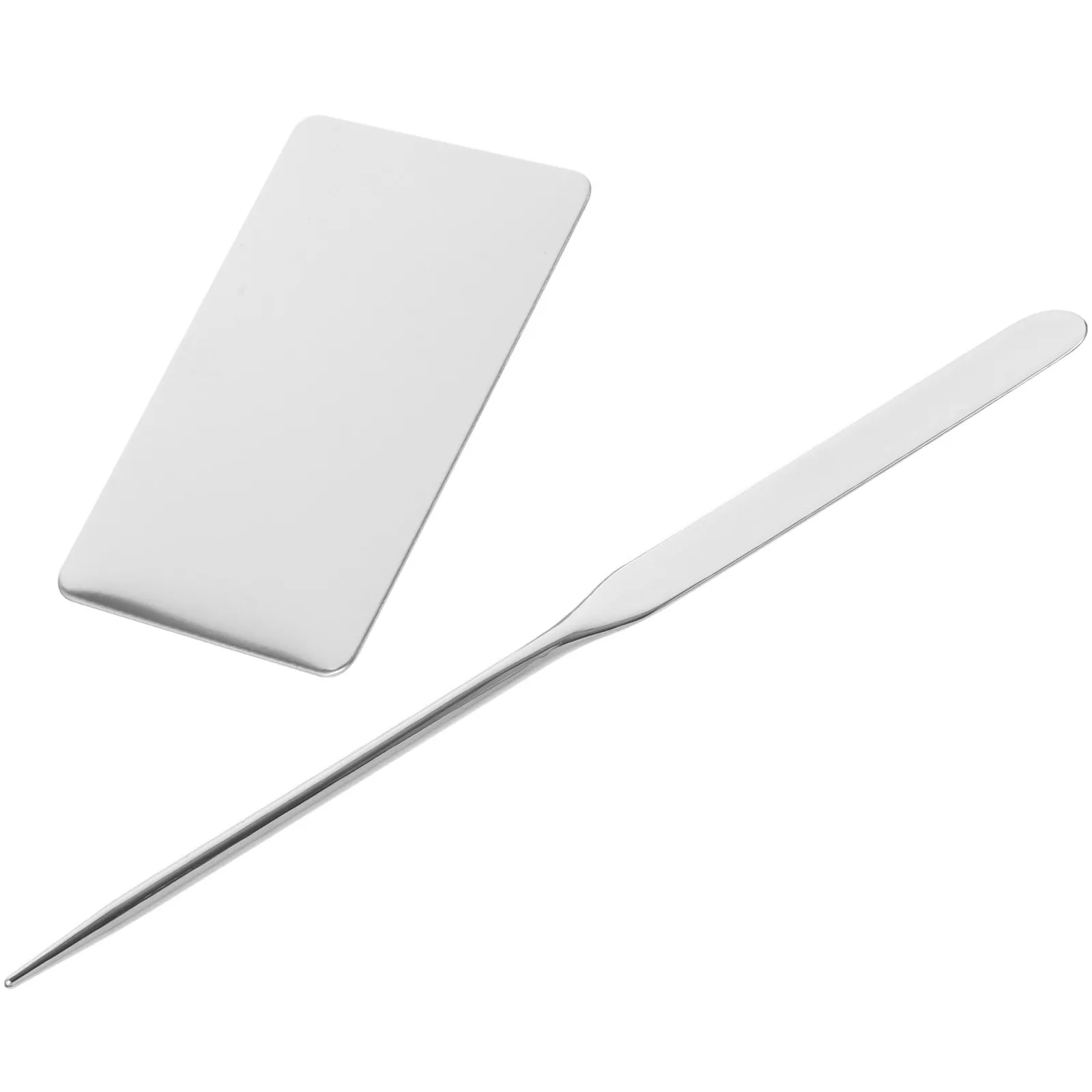1Set Makeup Mixing Palette Stainless Steel Smooth Flat Ring Palette Spatula Tool for Pigment Nail Color Foundation