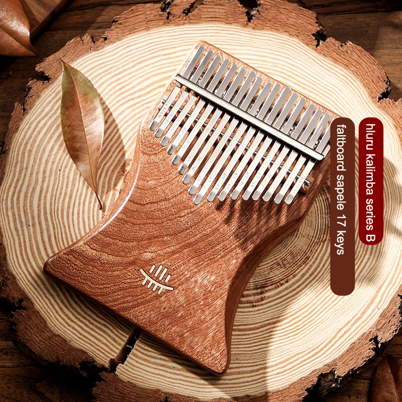 Hluru Tablero de palisandro de 17 teclas Kalimba Piano de pulgar de madera maciza Piano de dedo Tablero plano Mbira para principiantes