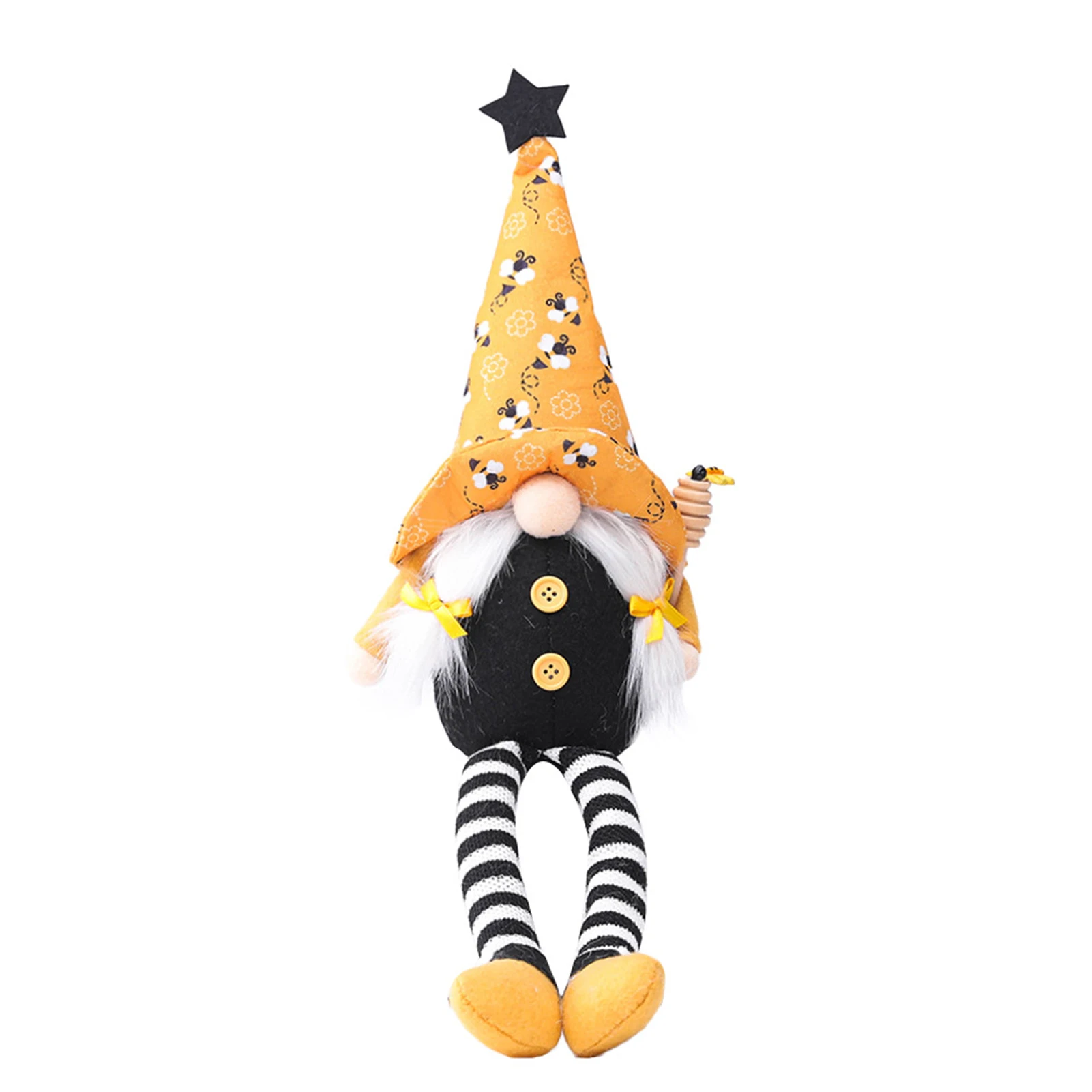 

World Bee Day Gnome Plush Toy With Bee Patterns Long Leg Dwarf Doll Bee Festival Themed Cartoon Stuffed Ornament