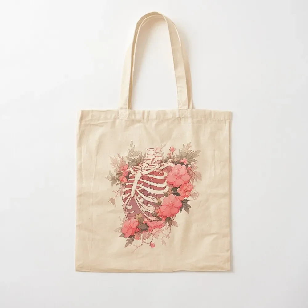 Eternal Blossom - Flowery Ribcage Anatomy Tote Bag Large bags for women Handbags women handbag Tote Bag