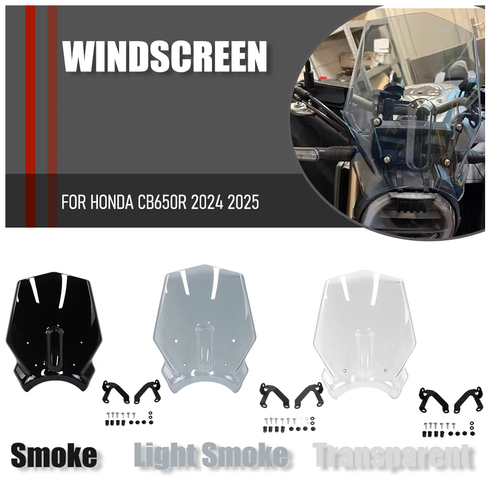 

CB 650 R Motorcycle Front Fairing Windshield Windscreen Wind Deflector Screen Protection With Bracket For HONDA CB650R 2024 2025