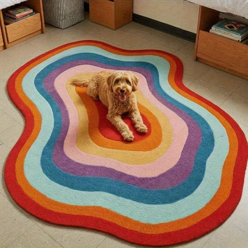 Dopamine Color Bedroom Decor Irregular Carpet Large Area Carpets for Living Room Thick Plush Cloakroom Floor Mat Fluffy Soft Rug