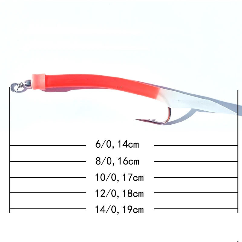 5pcs/Lot Luminous Red with Flasher Codfish Tuna Fishing Sea Sabiki Rig 6/0-14/0 Glow Sea Fishing Hooks Boat Fishing Accessories