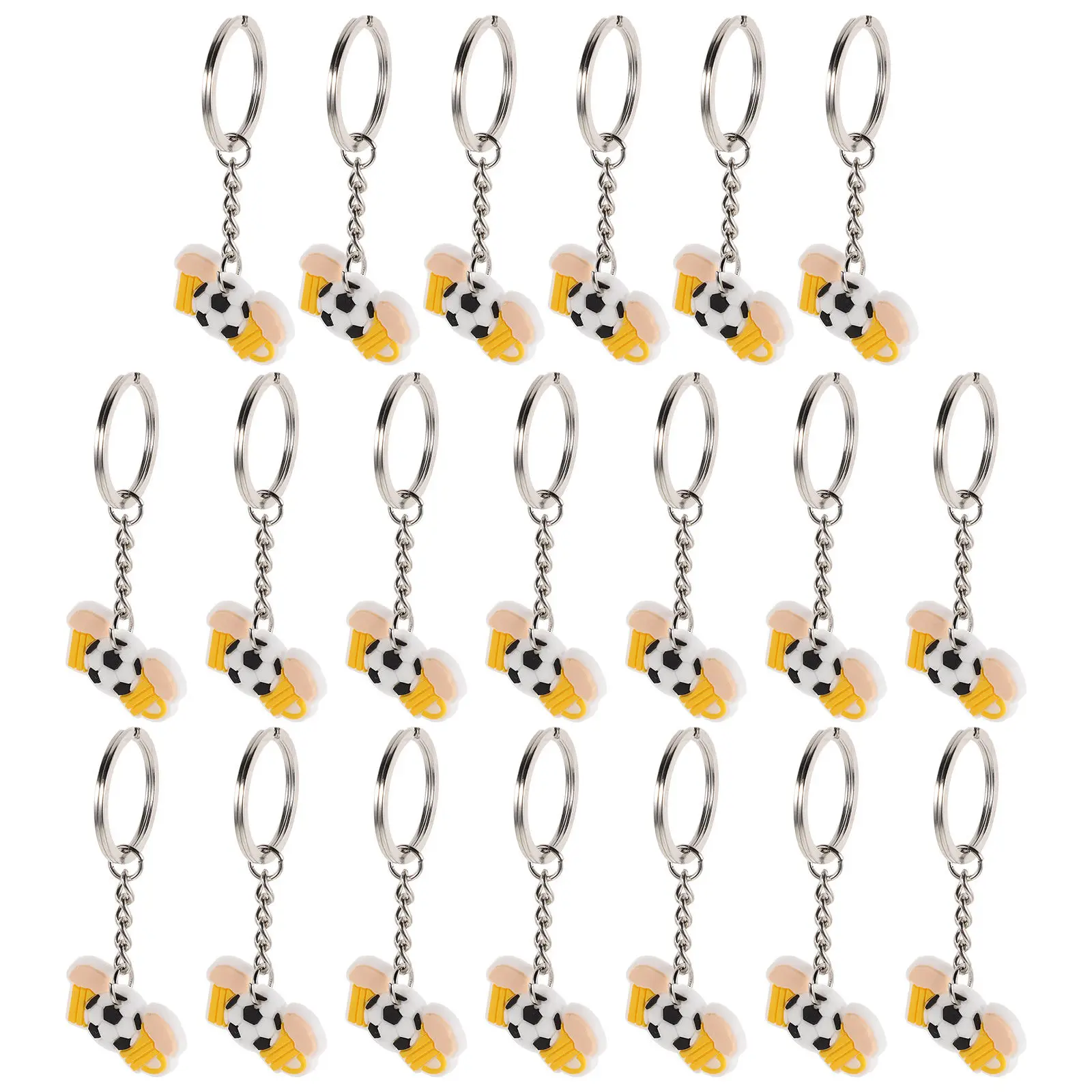 

20Pcs Cartoon Soccer Keychains PVC Football Keyring Party Supplies Soccer Birthday Party Favors Sports Gift for Boys Girls
