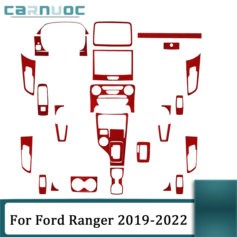

Red Carbon Fiber Decorative Various Parts Stickers For Ford Ranger 2019 2020 2021 2022 Interior Trim Accessories Dashboard