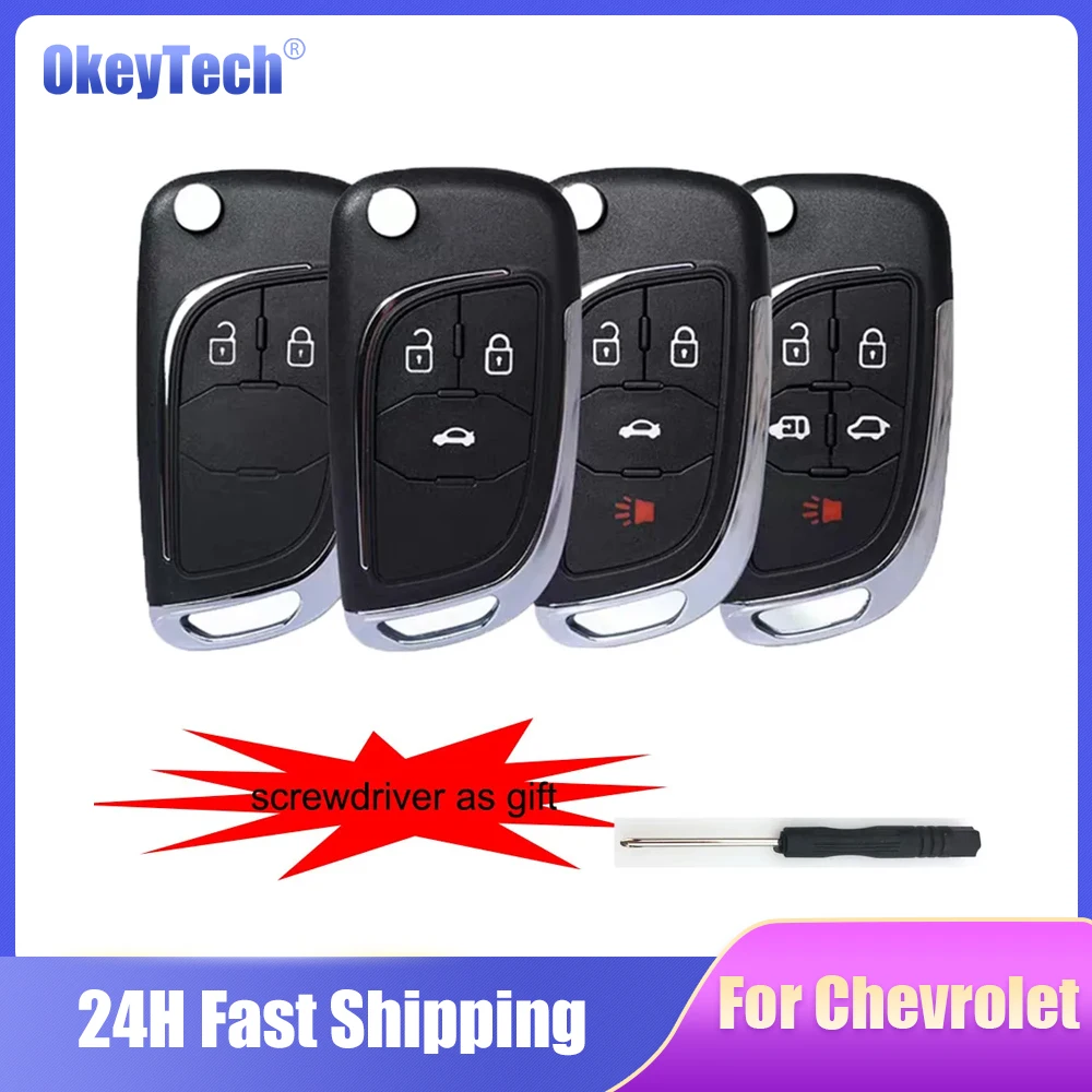 OkeyTech-Modificado Flip Folding remoto Car Key Shell, apto para Opel, Insignia, Astra, Chevrolet, Lova, Aveo, Cruze, Buick