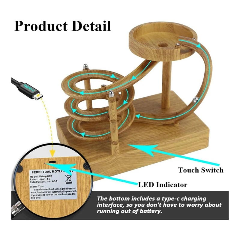 Non-Stop Rolling Ball Tabletop Toy Kinetic Art For Everyone, Scientific Physics Tool Circulation Device B