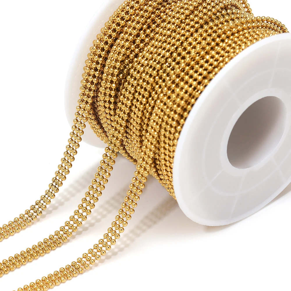 

1 Meter Waterproof Stainless Steel Three Layer Beads Chains for DIY Trendy Necklaces Supplies Jewelry Making Bracelets Findings