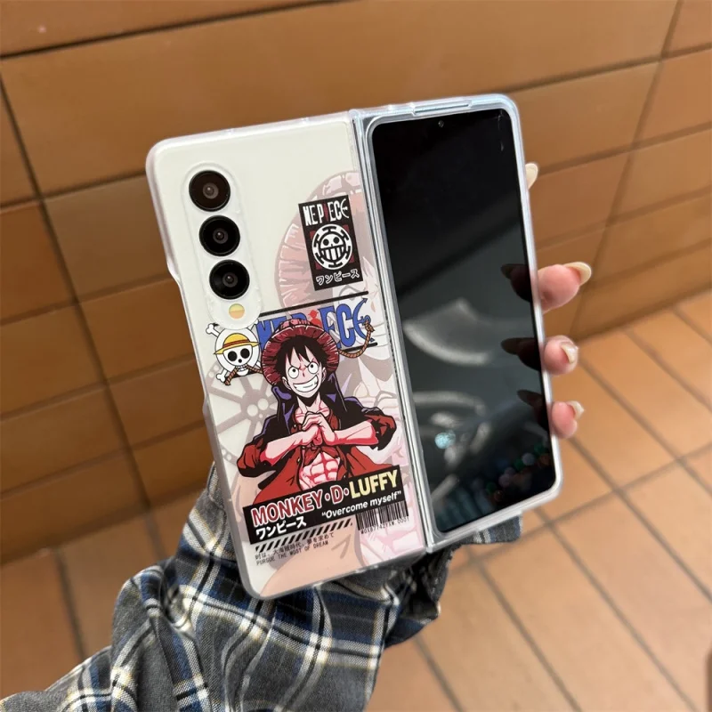 

Cute Cartoon skull O-One P-Piece Luffy Folding flip protect Phone Case For Samsung ZFold 3 4 5 6 7 3D Anime O-One P-Piece Cover