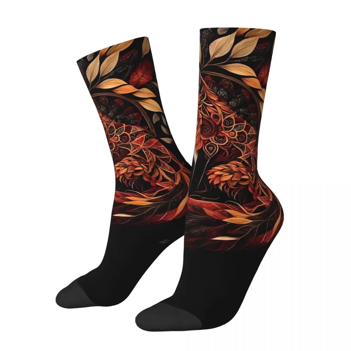 Mysterious Fox Totem Sock Printed Man Polyester