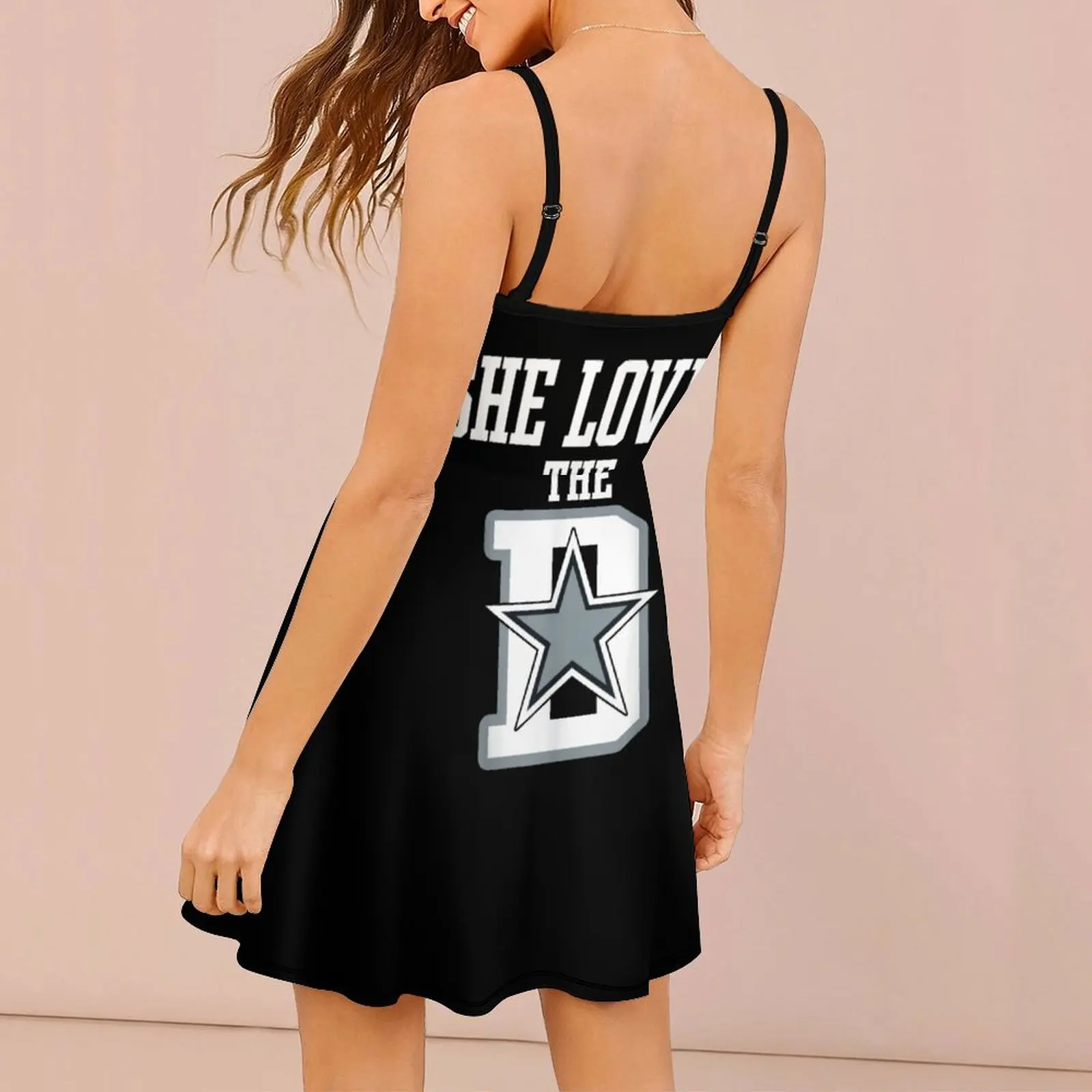 Sexy She Loves Dallas Cowboys Women's Sling Dress Humor Graphic Cocktails  Woman's Gown Dresses Casual Graphic - view 2