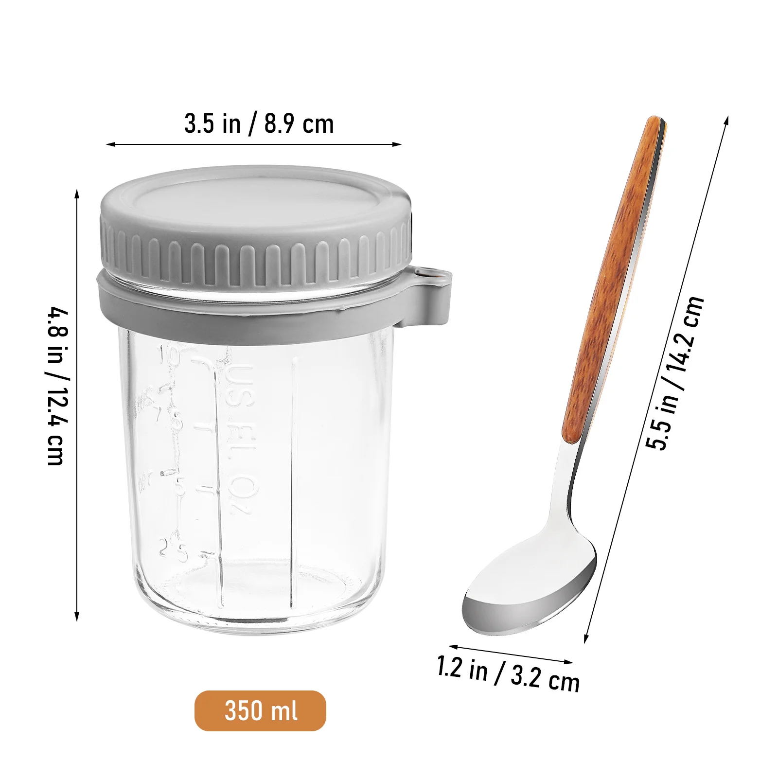 

2Pcs Overnight Oats Containers Glass Jars with Lids Spoons Reusable for Yogurt Salad Coffee Healthy Diet Oatmeal Container