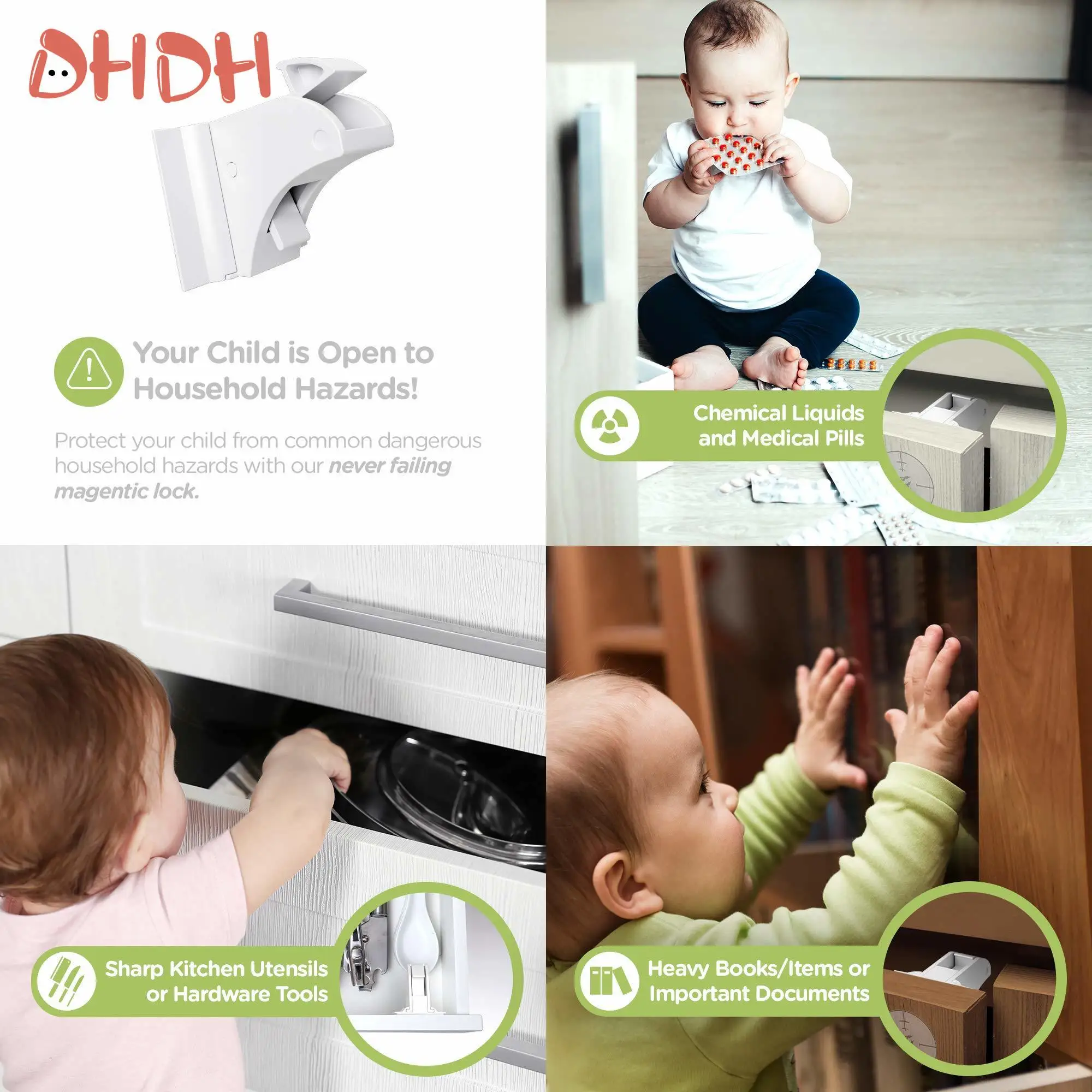 New Style Baby Safety Lock Magnetic Cabinet Locks Baby Proofing Drawer Cabinet Safety Accessories Self-adhesive or Screw Fixed