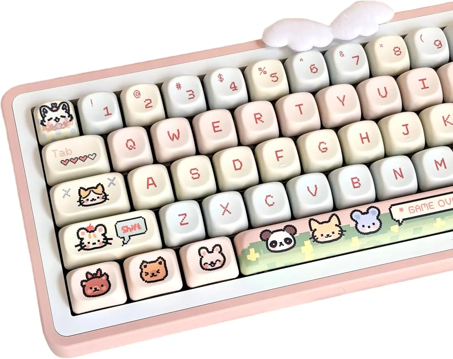 114 Keys Pink Keycaps - Dye-Sublimation PBT Custom Keycap Set for MOA Profile  Cute Anime Customized Pattern Keycaps for MX Swit