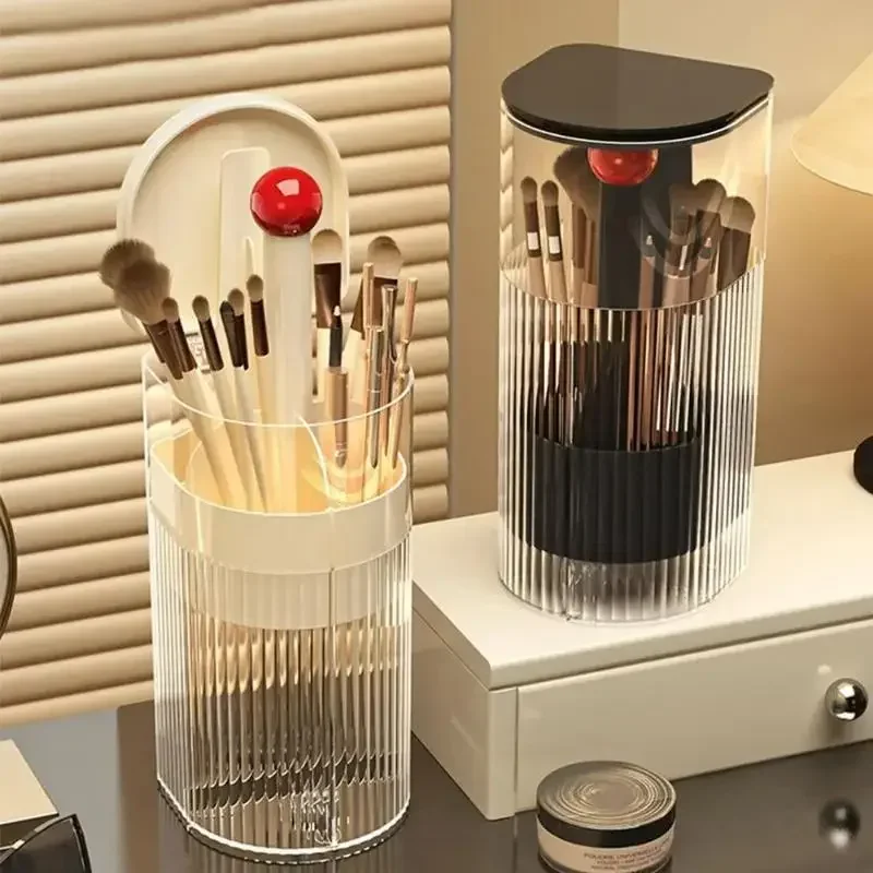 Automatischer Make-up-Pinselhalter mit Staubdichtem Deckel, Kosmetik-Aufbewahrungsbox, Schreibtisch-Organizer für Pinsel und Lippenstifte – Detail 5