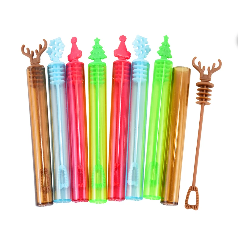12Pcs Weihnachten Mini Blase Zauberstab Bunte Schneeflocke Weihnachten Baum Seife Rohr Leere Flasche Neue Jahr Navidad Natal Party Gefälligkeiten dekore