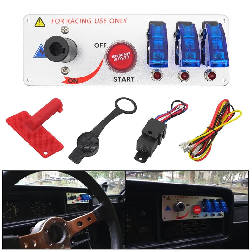 

Car 12V One-Button Start Master Switch Panel Racing Modified LED Ignition Switch Engine Start Power-Off Switch