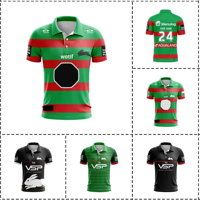 2024 South Sydney Rabbitohs Polo Shirt Home / Away / Training Rugby Jersey Shorts - Mens Size:S-5XL（Print Name Number）