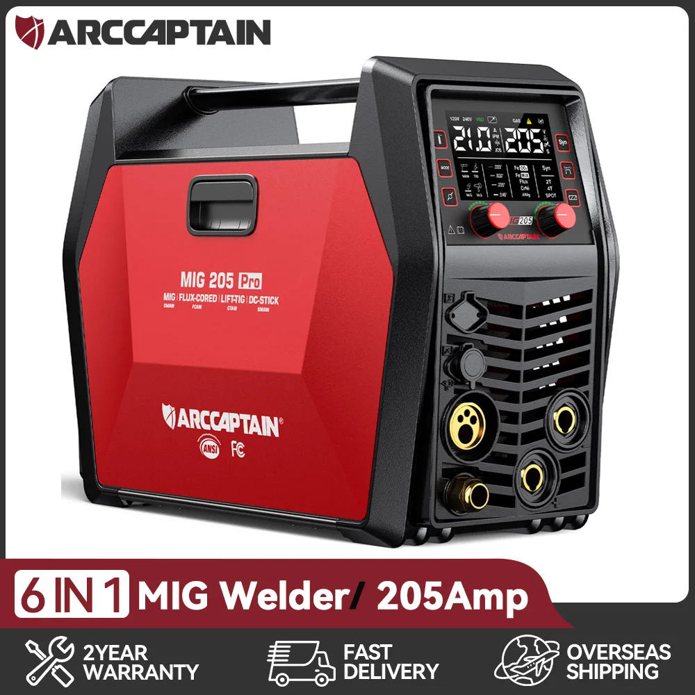 ARCCAPTAIN iControl MIG Welder 110V220V 205A 6 in 1 MIG/MAG/MMA Stick/Lift TIG/Spot Welding/SpoolGun APP Control Welding Machine