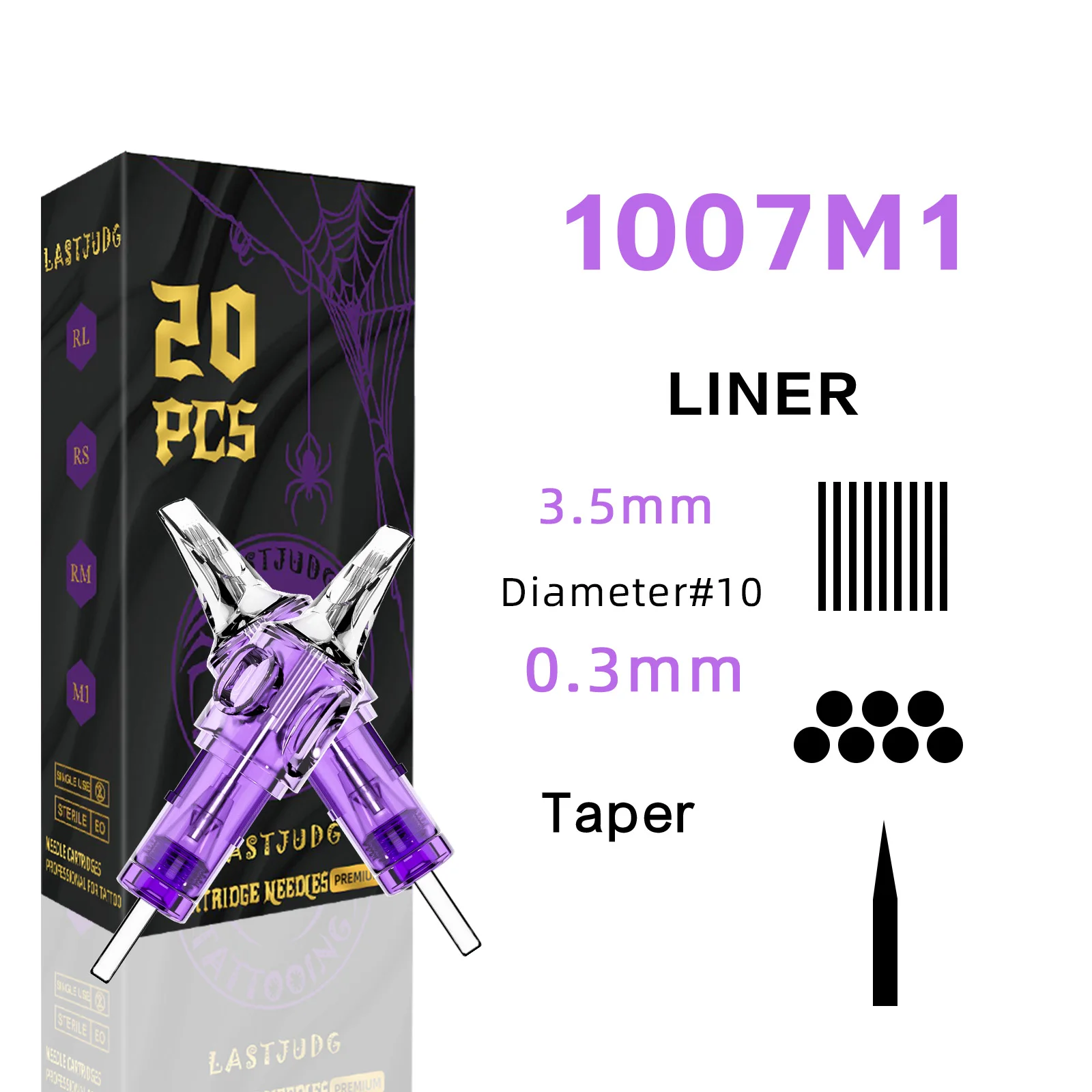 LASTJUDG Tattoo Needles 20PCS Disposable Tattoo Needles RL RS M1 RM Permanent Makeup Tattoo Cartridge Needle For Tattoo Pen image 3