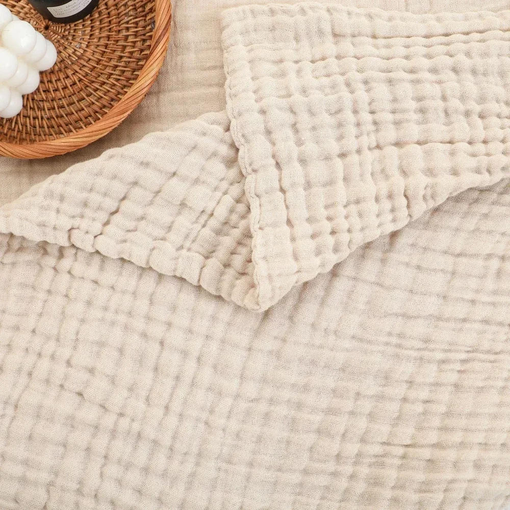 yesLarge 6-Layer Gauze Blanket All-Season Soft Breathable for Adults Sofa or Bed Bedding Hand Wash Only Neutral Beige for Men Wo