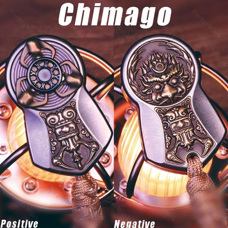 Chimago Demon Descending Mechanical Push Slider Four Magnetic Embossed Patches Fidget Toys Adults Finger Spinners