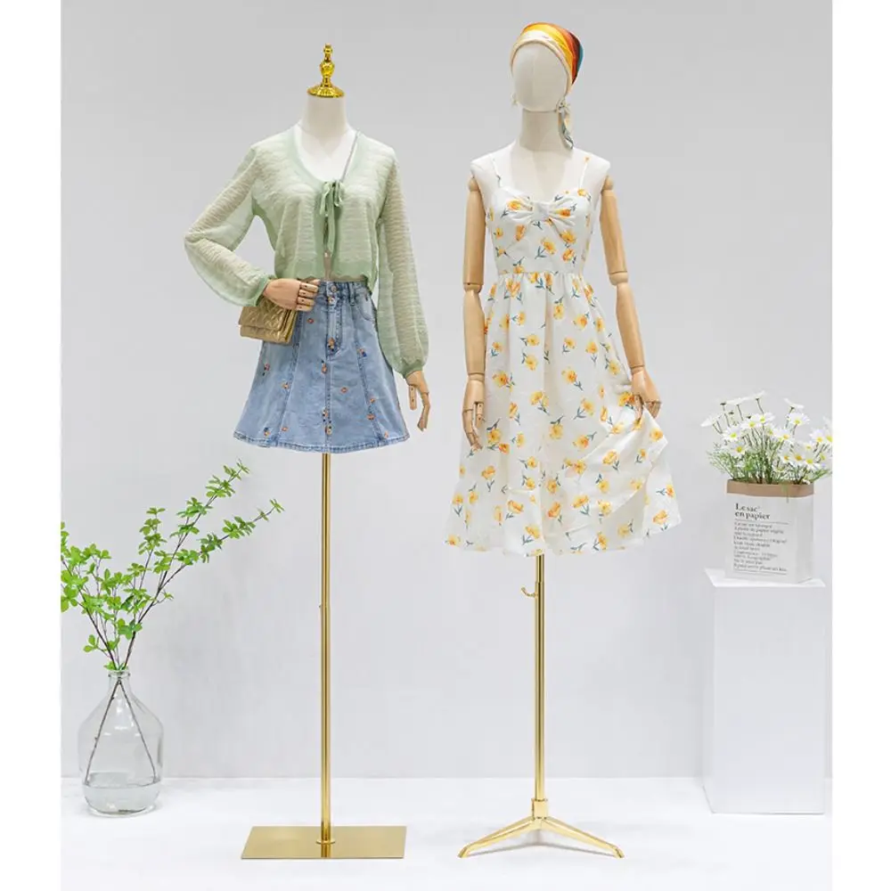 

Регулируемый манекен для магазина одежды средней длины с хлопчатобумажной тканью, модель одежды, стальная основа, витрина